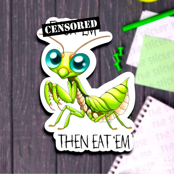 Funny Prey mantis handmade vinyl sticker - Picture 1 of 7